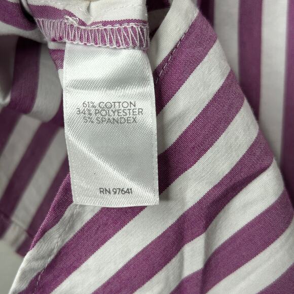 J.Jill Wearever Stepped Hem Button Front Shirt Mulberry White Medium - Picture 10 of 12